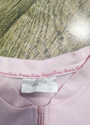 Человечек, слип хлопковый девочке на молнии, okay, р. 9-12мес., 74-80, длинна 68см