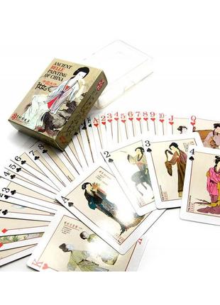 Карты игральные пластиковые "девушки из древне-китайской живописи" (10х7,5х2,5 см)