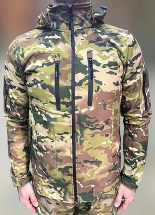 Куртка тактична squad, softshell, мультикам, розмір 3xl, тепла куртка флісова для військових софтшелл