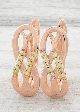 Сережки xuping 23297 розмір 19х7 мм жовті фіаніти вага 4.1 г позолота