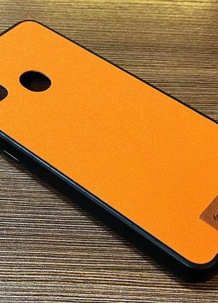 Чехол-накладка на телефон samsung m30s (m307f) оранжевого цвета с блестками1 фото