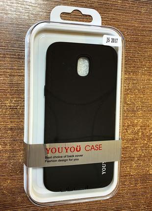 Силиконовый чехол на samsung j5 2017 года, j530 черного цвета