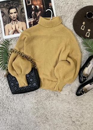Объемный желтый свитер No701 фото