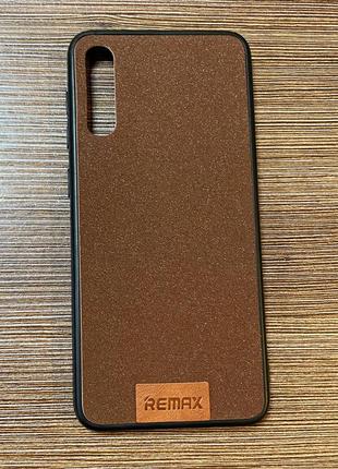 Чехол-накладка на телефон samsung a30s (a307f) коричневого цвета с блестками2 фото
