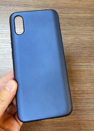 Оригинальный чехол silicone case на телефон xiaomi redmi 9a темно-синего цвета