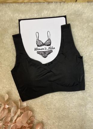 Бюстгальтер безшовний xs-xl без кісточок легкий топ спортивний чорний