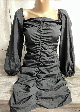 Платье жатка , черное платье с открытыми плечами3 фото