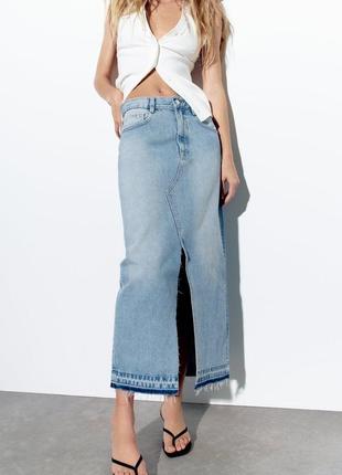 Длинная джинсовая юбка zara
