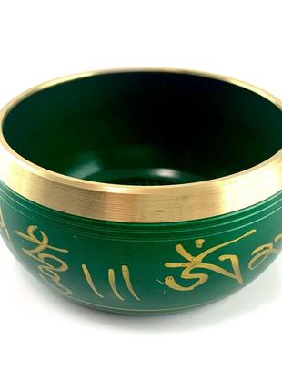 Чаша співаюча бронзова "будда" зелена (11.2х 10.1х 5.1 см)1 фото