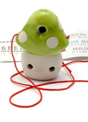 Свистулька керамическая "гриб" зеленая (8,5х6х4 см)1 фото