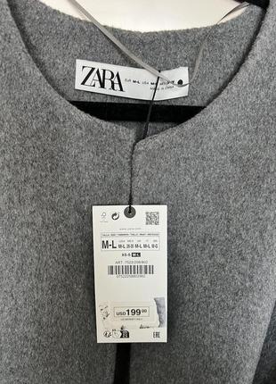 Новое пальто zw zara с шерстью серый размер m-l7 фото