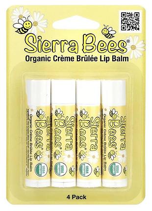 Набір натуральних бальзамів для губ sierra bees крем брюле, 4 шт.