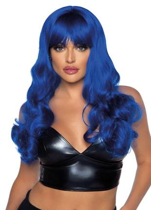 Волнистый длинный синий парик leg avenue misfit long wavy wig blue