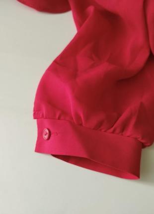 Винтажная красная блуза с воланами4 фото