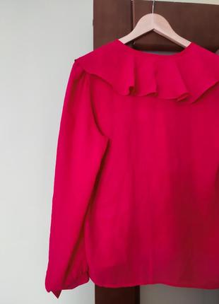 Винтажная красная блуза с воланами6 фото