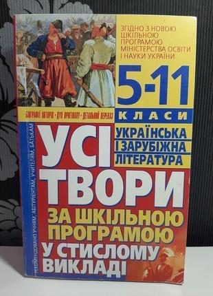 "усі твори за шкільною програмою у стислому викладі. українська і зарубіжна література: 5-11 класи"