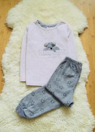 4-5 років, 110 зріст primark флісова піжама з коалою. тепла, м"якенька, штаніки на манжетах і зірочк