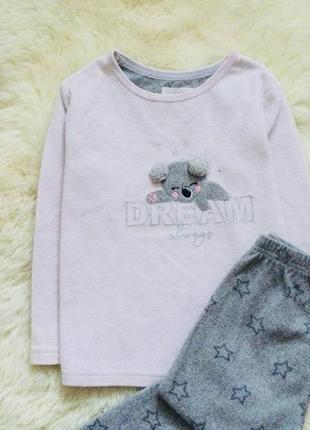 4-5 лет, 110 рост primark флисовая пижама с калой. теплая, мягкая, штаники на манжетах и звездочк3 фото