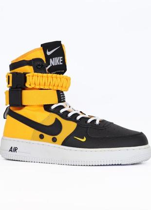 Високі кросівки із стропою та защолкою зверху nike air force 1 sf ботінки з кліпсою sp помаранчеві4 фото