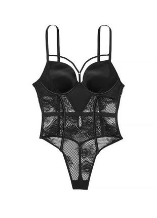 Брді bombshell fishnet floral teddy lace black