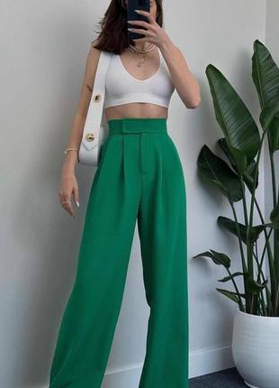 🎨6! шикарні жіночі брюки зелені зелений зеленые женские штани штаны1 фото