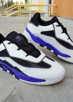 Кросівки чоловічі adidas niteball 2 crystal white black purple біло-чорно-фіолетові5 фото