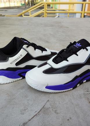 Кросівки чоловічі adidas niteball 2 crystal white black purple біло-чорно-фіолетові9 фото