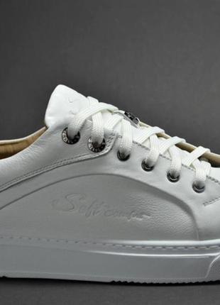 Мужские стильные спортивные туфли кожаные кеды белые vivaro 2808115 фото
