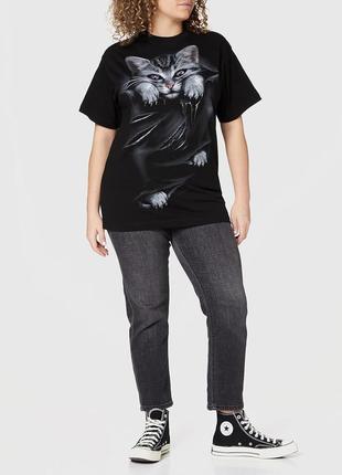 Мега классная хлопковая футболка батал с милым котиком spiral direct 💜🌺💜2 фото