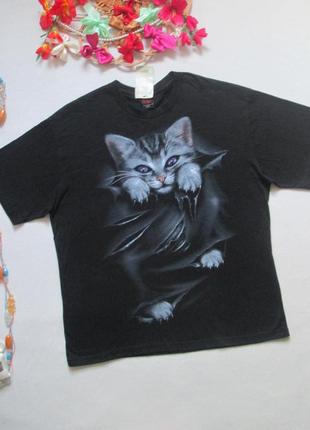 Мега классная хлопковая футболка батал с милым котиком spiral direct 💜🌺💜4 фото