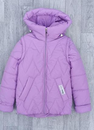 Красивая осенняя куртка-жилетка 2в1 на подростка девочку весна-осень подростковая демисезонная курточка 152