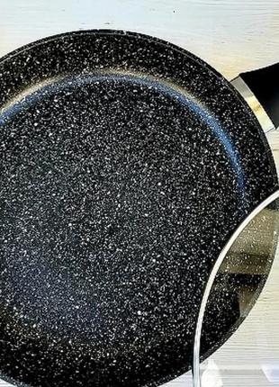 Сковорода с крышкой 20 см темный гранит unique un-5143 | антипригарная сковорода | гранитная сковорода