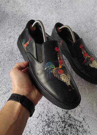 Чоловічі шкіряні сліпони dolce gabbana leather slip-on