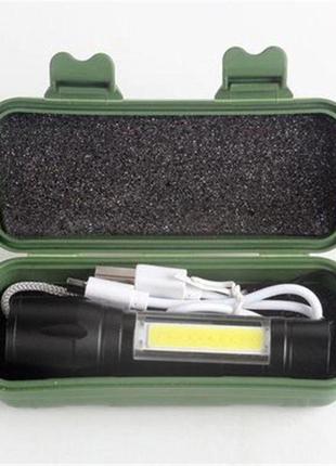 Фонарик аккумуляторный xp-g q5 тактический ручной с линзой, 3 режима + кабель фонарик аккумуляторный usb6 фото
