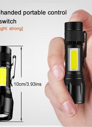 Ліхтарик акумуляторний xp-g q5 тактичний ручний з лінзою, 3 режими + кабель ліхтарик акумуляторний usb5 фото