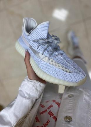 Кросівки adidas yeezy boost 350 v2 static non-reflective світяться білі шнурки