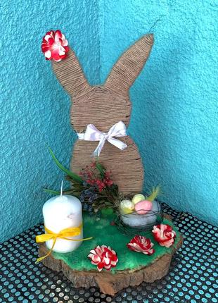 Декор крупной 🐣подставка со свечей. бьетский декор с зайчиком 🐰