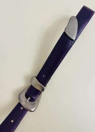 Кожа!!! фиолетовый кожаный ремень с металлической пряжкой и концевиком!!!5 фото