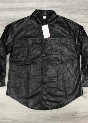 Женская рубашка куртка из эко-кожи оверсайз s7 фото