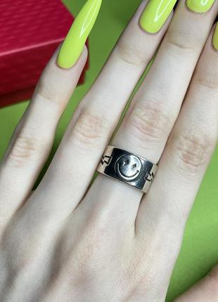 Серебряное кольцо смайл крупное широкое регулируется серебро новое с биркой 925 проба2 фото