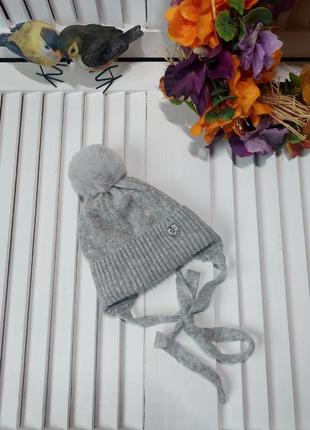 Шапка сіра на хлопчика дівчинку 3-6міс осінь зима весна