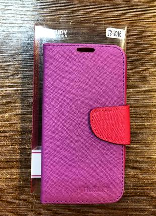 Чехол-книжка на телефон samsung j2 2016 розового цвета1 фото