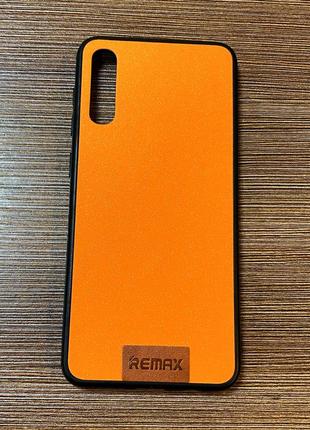 Чехол-накладка на телефон samsung a50s (a507f) оранжевого цвета с блестками3 фото