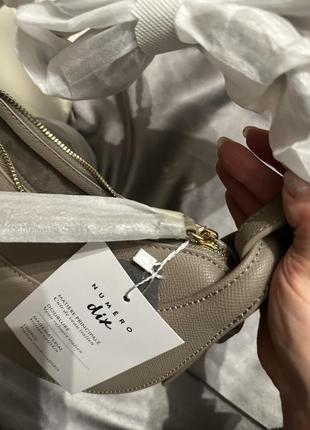 Сумка polene беж новая сросбоди кожаная