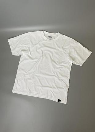 Біла базова футболка dickies, дікес, оригінал, однотонна, тішка, бавовняна, оверсайз, вільний крій1 фото