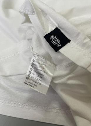 Біла базова футболка dickies, дікес, оригінал, однотонна, тішка, бавовняна, оверсайз, вільний крій7 фото