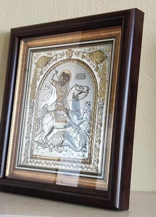 Срібна ікона в кіоті під склом silver axion святий георгій побідоносець ep514-010kz/p...