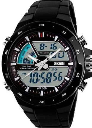 Skmei мужские водостойкие спортивные тактические часы skmei shark black 10162 фото