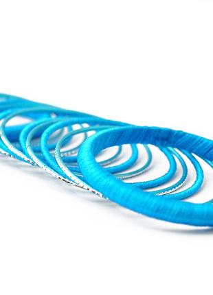 Комплект из 13 браслетов кольцо в ткани голубой bm2 фото