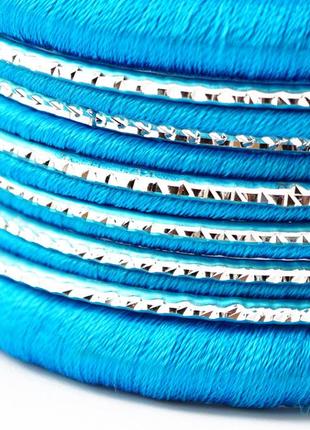 Комплект из 13 браслетов кольцо в ткани голубой bm3 фото